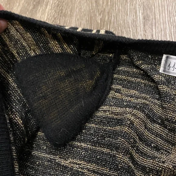 Vintage 90s JJ Browne cardigan grandpa sweater black gold metallic stripes large - Picture 5 of 8